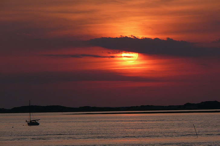 solnedgång, Cape cod, havet, vatten, färg, Bay, natursköna