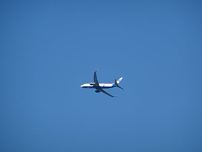 aeronaus, ala, tecnologia, ala d'avió, cel, blau, trànsit aeri