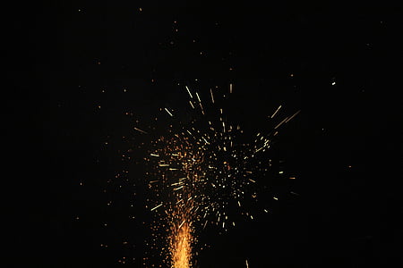 vuurwerk, pop materiaal, lichteffect, brand, met pop, explosie, regen van vuur