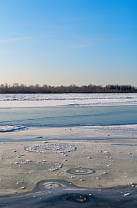 Річка, пляж, взимку, Річка банку, НД, краєвид, лід