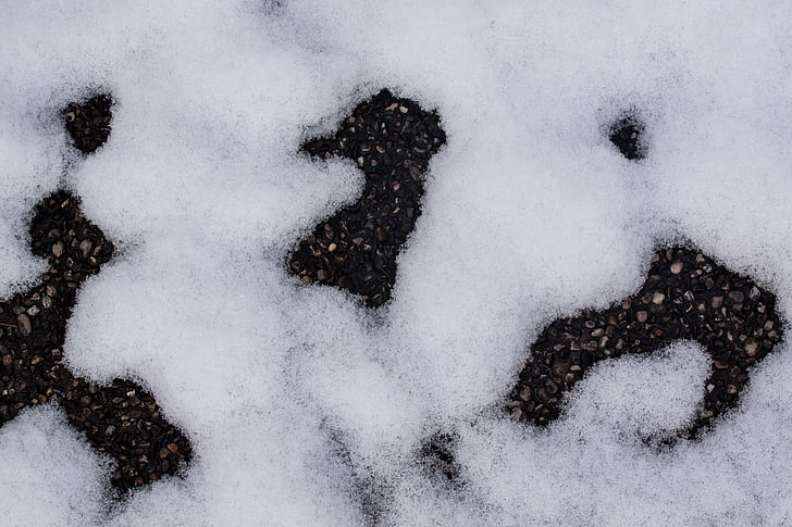 sne, New Zealand, vinter, hvid, sort, tar, asfalt