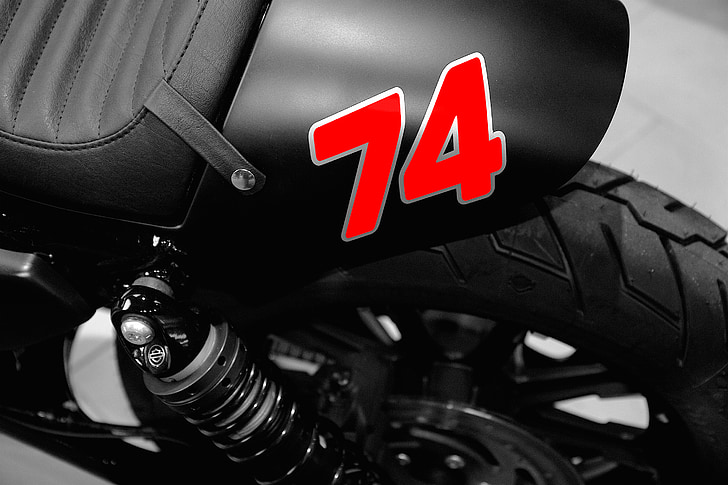 motorcycle, red, number