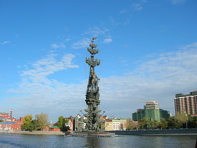 Petra Velikého, socha, řeka Moskva, Rusko, Architektura, známé místo, řeka