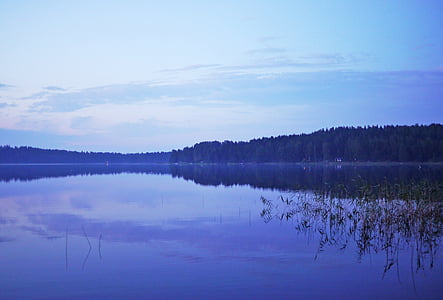 lake, landscape, sunset, nature, bank, water, reflection