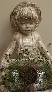 standbeeld, Figuur, beeldhouwkunst, gezicht, kind, meisje, veld
