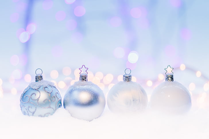 four, inline, grey, white, baubles, surface, christmas