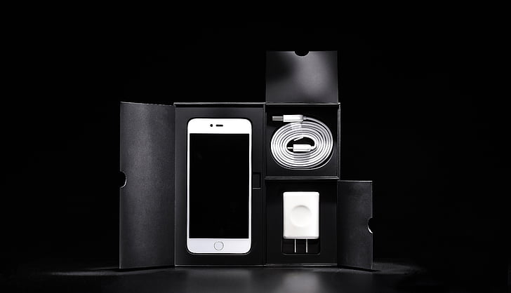 black and white, box, business, cable, cable charger, dark, design