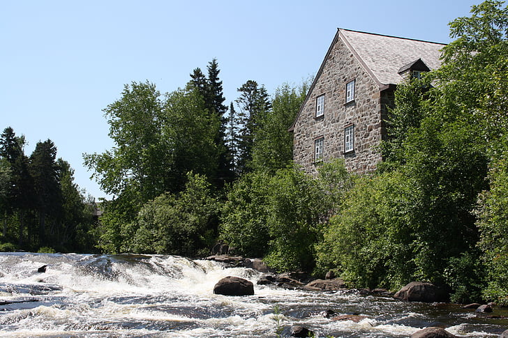 Mill, River, vesistöjen, vesi, kesällä, House, laterrière