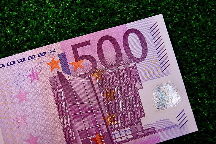 euro, 500, dollar bill, penge, valuta, papirpenge, 500 euro