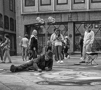 Straßenkünstler, Bild, Foto, Straße Maler, Farbe, Bürste, Köln