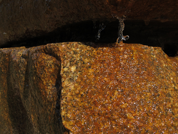 roca, granito, goteo, agua, húmedo, húmedo, fuente