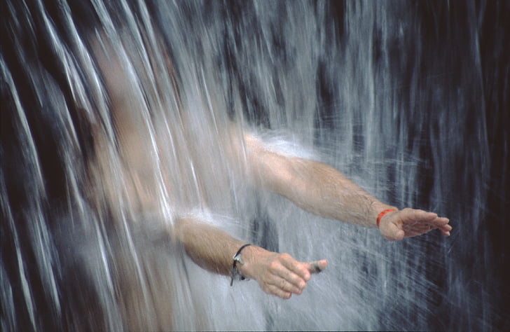 refreshment, waterfall, hands, cool down, poor, water, water games