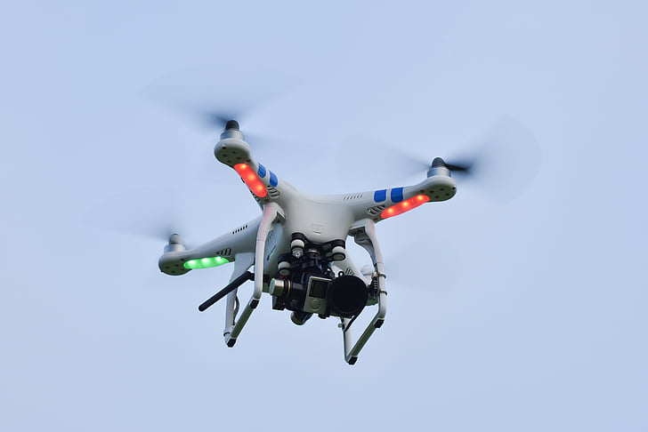 camera, Drone, vliegen, vliegen, quadcopter, hemel, technologie