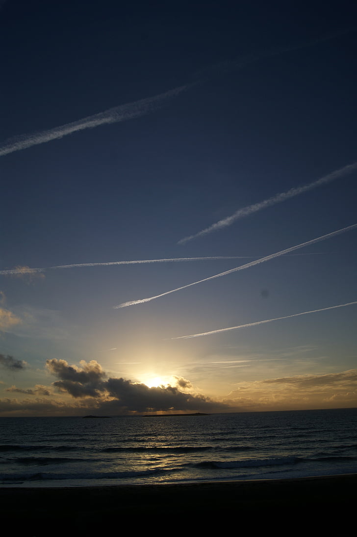 Bretagne, Horizon, zee, zon, strand, zand, weer