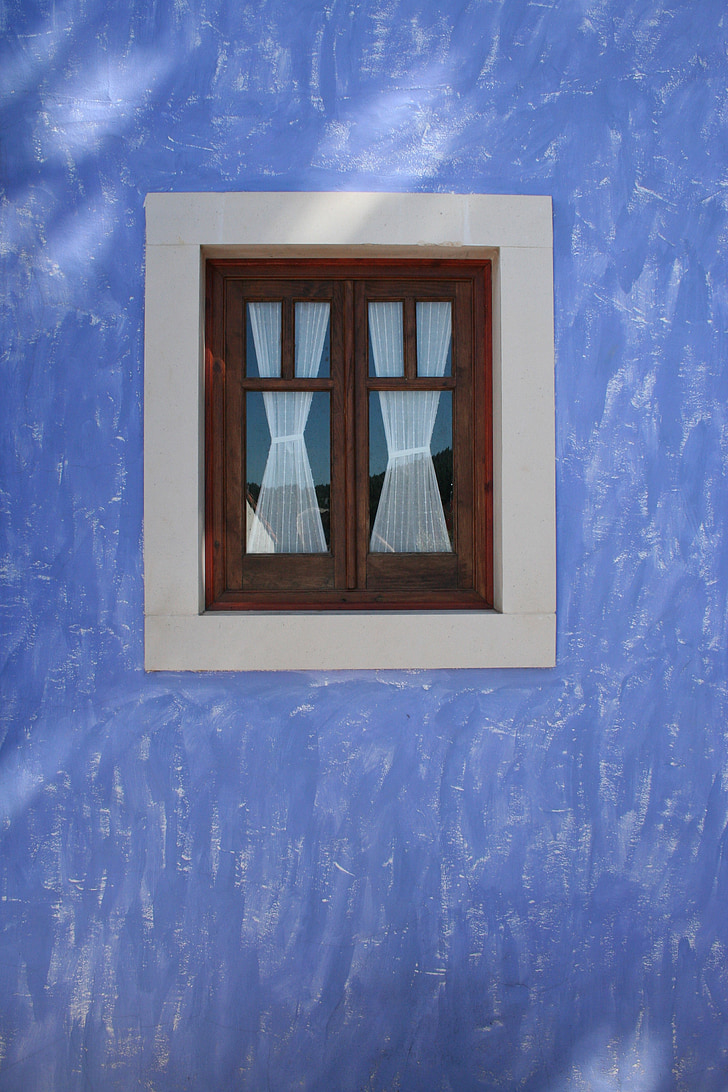 okno, niebieski, Dom