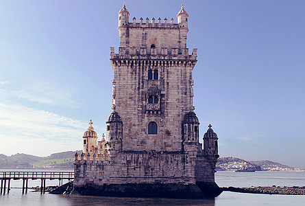Лисабон, Португалия, т, кула, Белем, Торе де Белем, мост