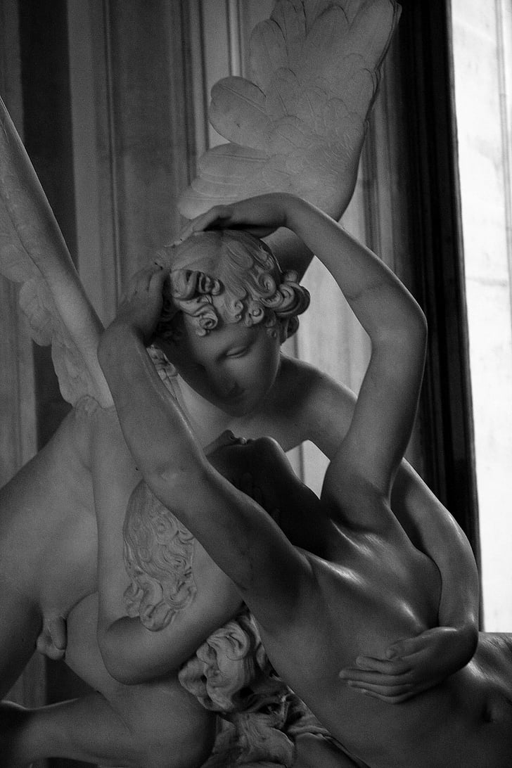 Cupid og psyche, Louvre, Paris, statuen, Museum