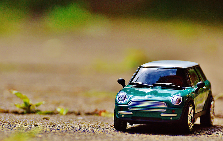 automatikus, modell, jármű, mini, zöld, autó, szárazföldi jármű