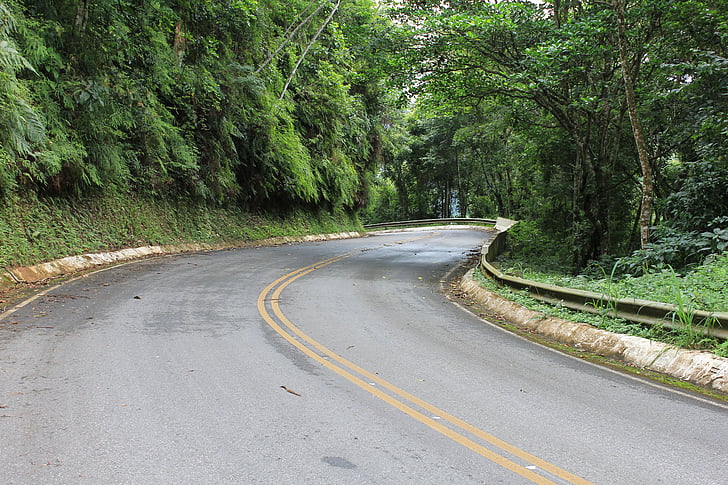 autoroute, courbe fermée, Brésil, nature, Paraná, serpantine