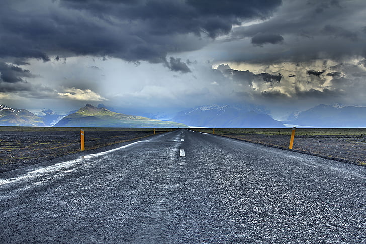 road, travel, adventure, clouds, sky, mountain, nature