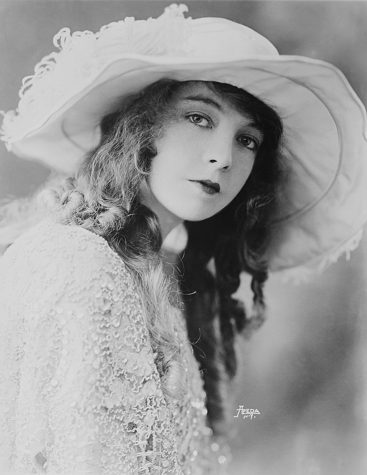 actrita, femeie, film mut, portret, Lillian gish, 1921, pălărie