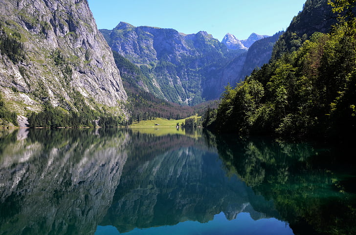tó, Berchtesgadener land régióban, vizek, természet, hegyi, táj, a szabadban