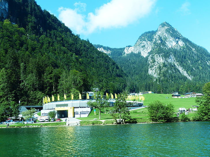 Königsee trenó, Rei do lago, Berchtesgadener land, Alta Baviera, água, Lago, destino de excursão