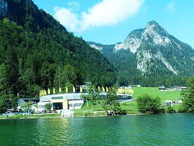 gerobak luncur Königsee, Raja Danau, Berchtesgadener land, Upper bavaria, air, Danau, Tujuan Wisata