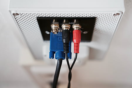 VGA, RCA, kabel, wit, elektrische, apparaat, computer