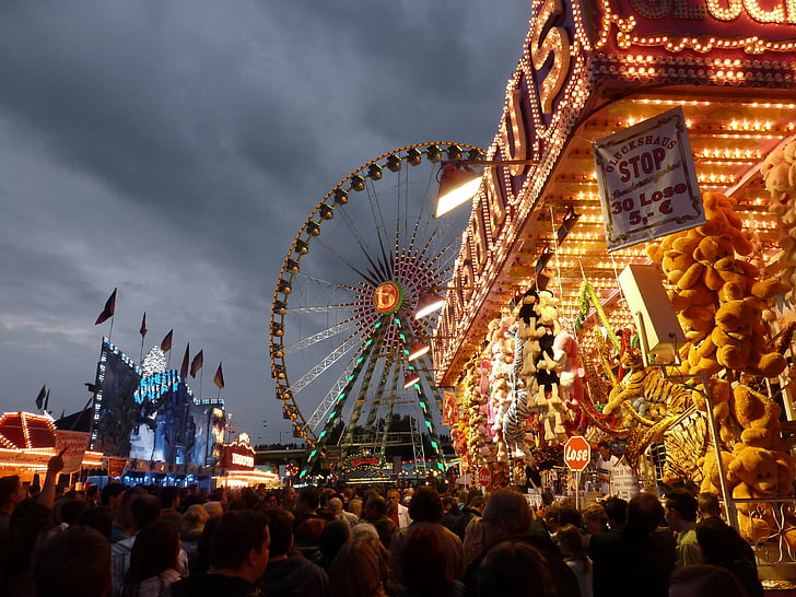 Festivalområdet, pariserhjul, mange butikk, løs, rettferdig, Rhinen fair, Düsseldorf
