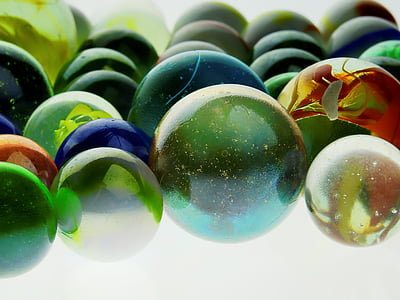 marbres, boles, vidre, sobre, joguines, bales de got, color