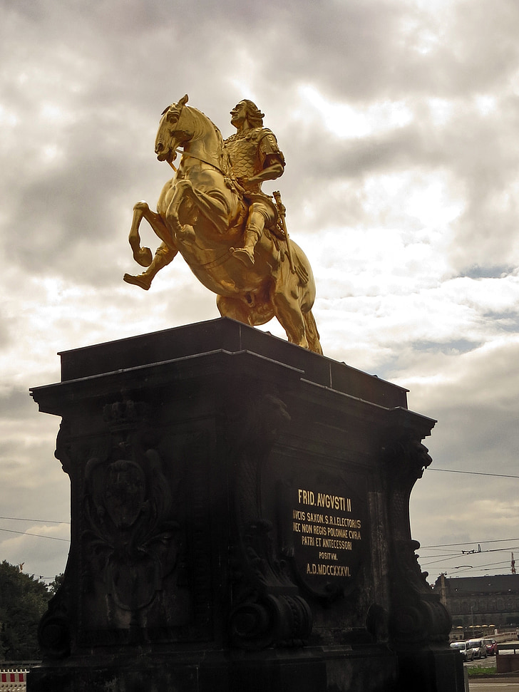 kuldne, Reiter, Friedrich suurt, Dresden, Monument, ratsavõistlust statue, kuurvürst