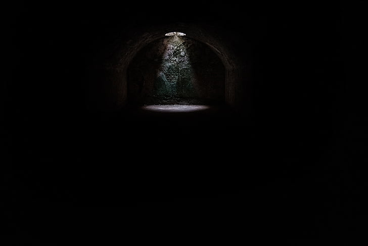 tumša, gaisma, tunelis, iekštelpās, šausmas, mistērija, spokaini