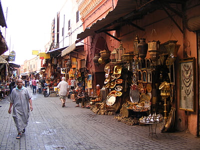 Marraquexe, lâmpadas, Souk, Medina, marroquino, artesanato, tradicional