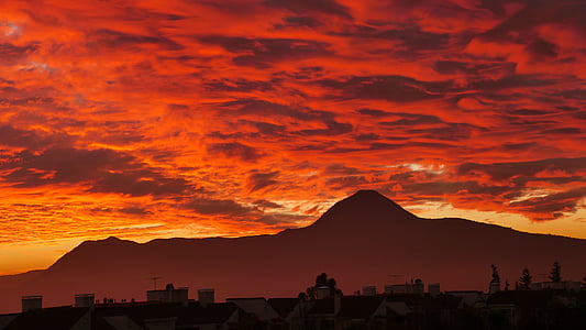 solnedgang, skyer, Santiago, Chile, Santiago de chile, Twilight, bakgrunnsbelysningen