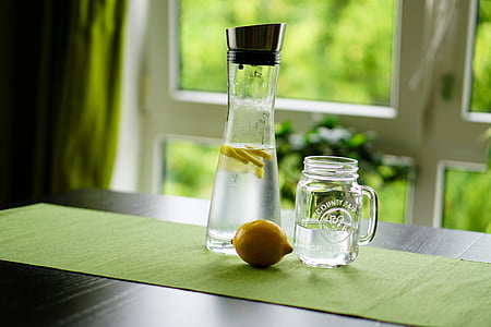 citrón, vody, osvieženie, ovocné šťavy, nápoj, sklo, smäd