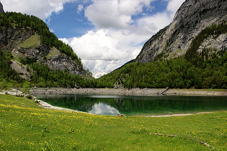 vuoret, Lake, Patikointi, Alpine, taivas, Itävalta, maisema