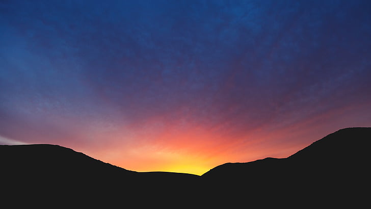 montaña, naturaleza, Scenic, silueta, cielo, salida del sol, puesta de sol