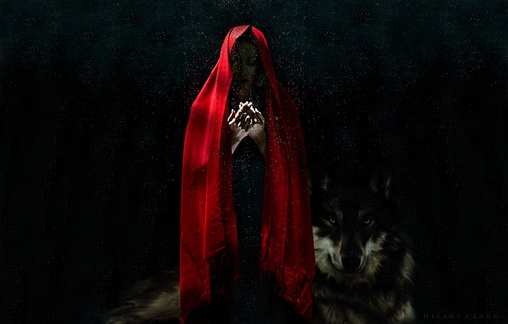 art, dark, eerie, hands, hood, mystery, red