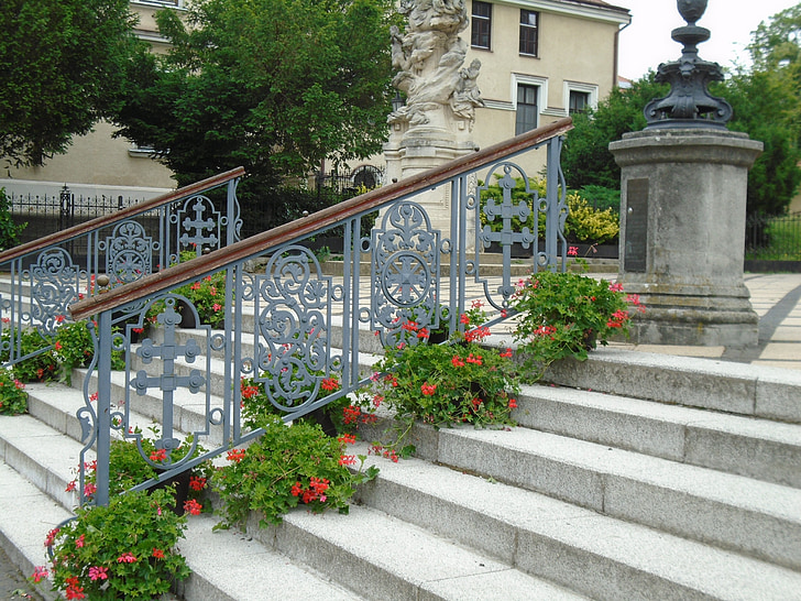 omejitev, dekorativne ograje, stopnice, cerkev koraki, modno, Madžarska, vasi Šomodske county
