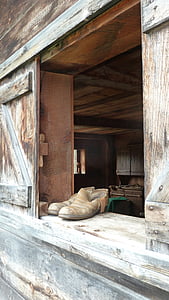 chaussures, fenêtre de, Rustic, Vintage, architecture, en bois, bâtiment