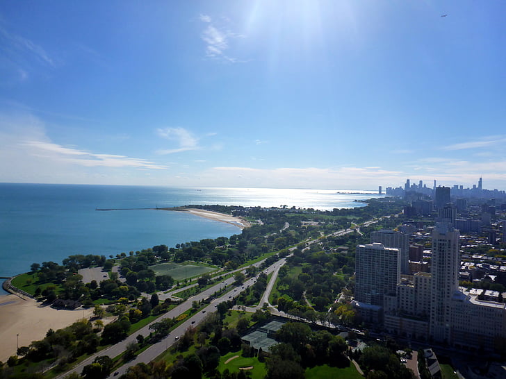 lake michigan, chicago, skyline, lake shore