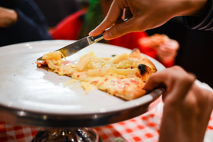 cheesy, pizza, deilig, italiensk, bakt, tre-fire, autentisk