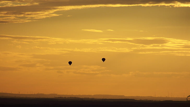 sunset, sky, abendstimmung, romance, balloon, evening sky, hot Air Balloon