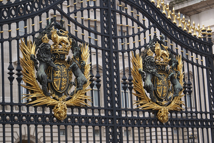 Gate, Palace, London, bygninger, Buckingham palace gates, symbol