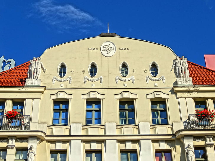 Bydgoszcz, Polonia, facciata, Windows, Art nouveau, esterno, storico