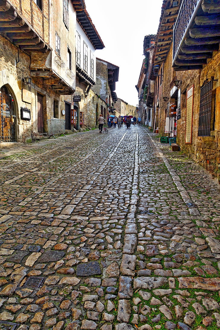 cobblestone, street, road, stone, pavement, cityscape, traditional