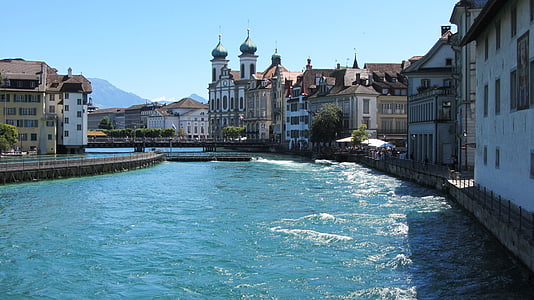 Luzern, Schweiz, Luzern, sjön, arkitektur, Europa, staden