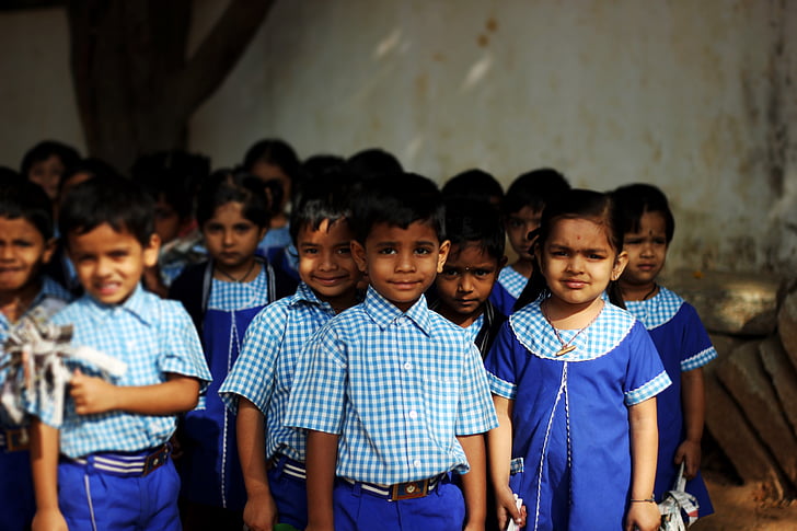enfants, Karnataka, Inde, innocent, mignon, enfants