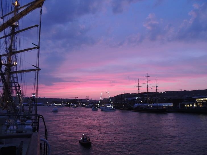 zonsondergang, Sena, boten, zeilboot, Armada